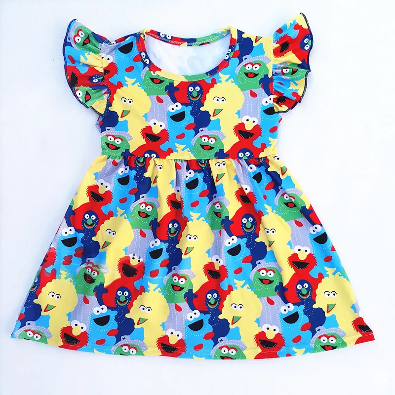 2018 Hot Selling Baby Girls Dresses Summer Clothes Cute Cartoon Mickey Head Printed Milksilk Flutter Sleeve Children Infant Dres | Детская