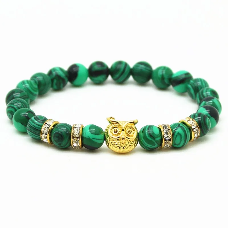 Браслет мужской из бисера 8 мм малахитовые каменные бусы | Украшения и аксессуары