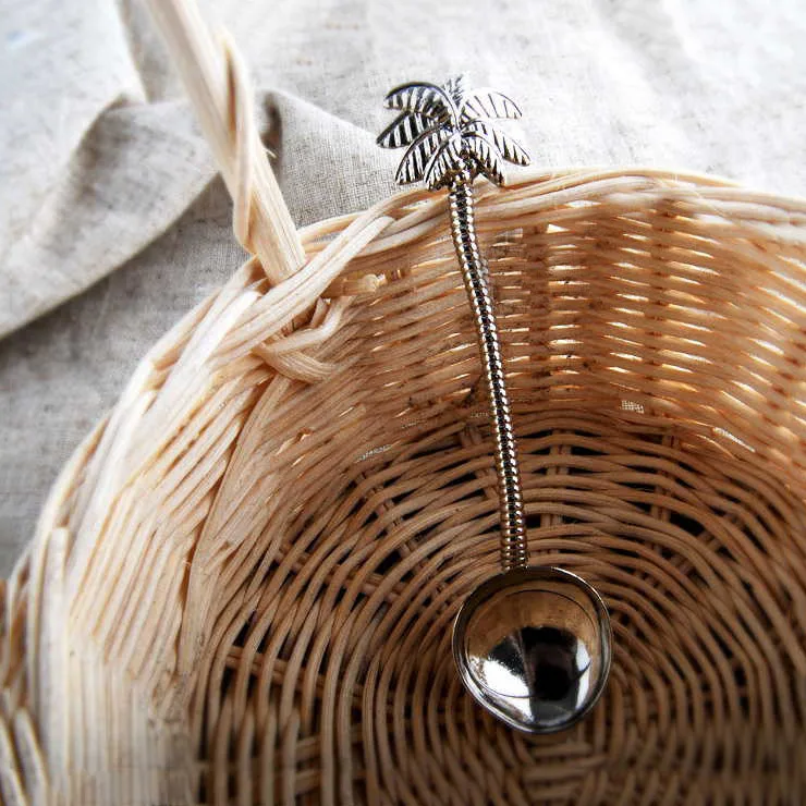 Чайные ложки из нержавеющей стали в форме кокосового дерева креативные для