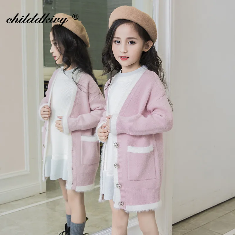 High Quality Children Cardigans 4-14Years Girls Knitted Coat Autumn Baby Sweaters Kids Fashion Long Sleeve Outerwear | Мать и ребенок