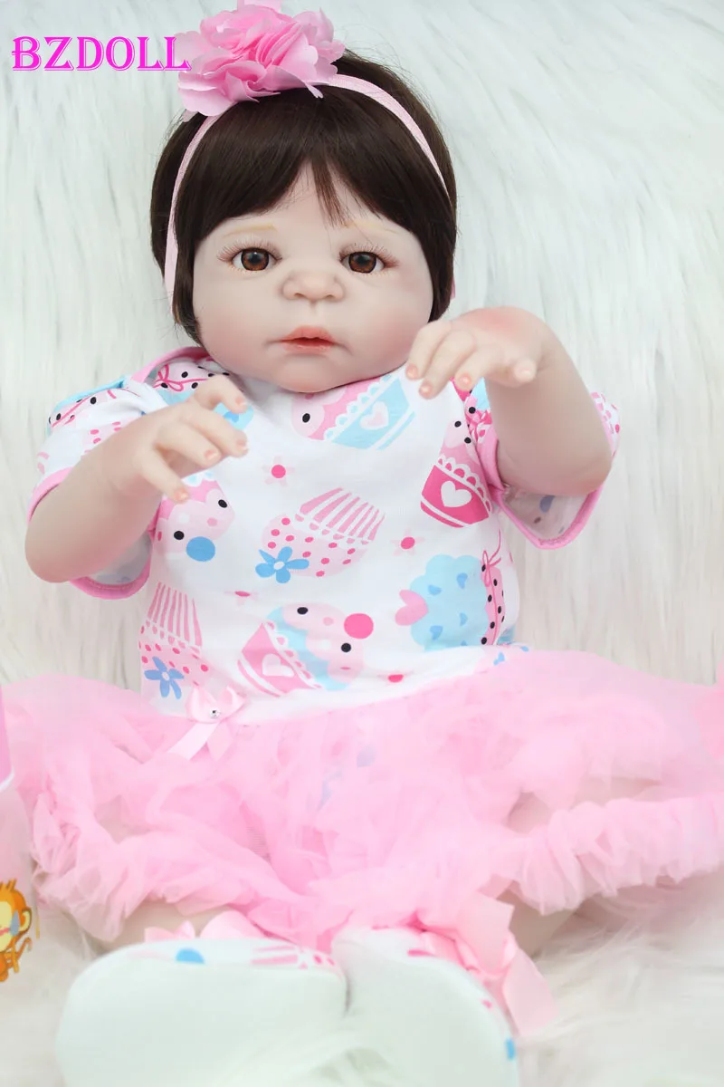

55 CM Full Silicone Body Reborn Doll 22 Inch Vinyl Newborn Princess Girls Babies Toys Lovely Birthday Gift Xmas Present