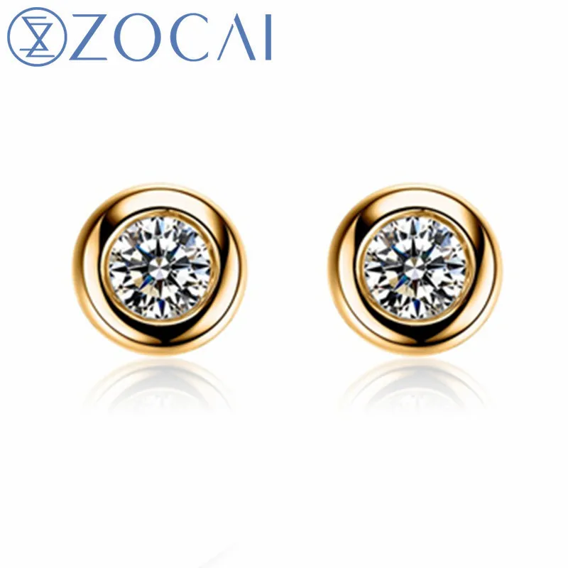 Новое поступление ZOCAI 0 22 ct H/SI сертифицированные сережки с настоящим бриллиантом