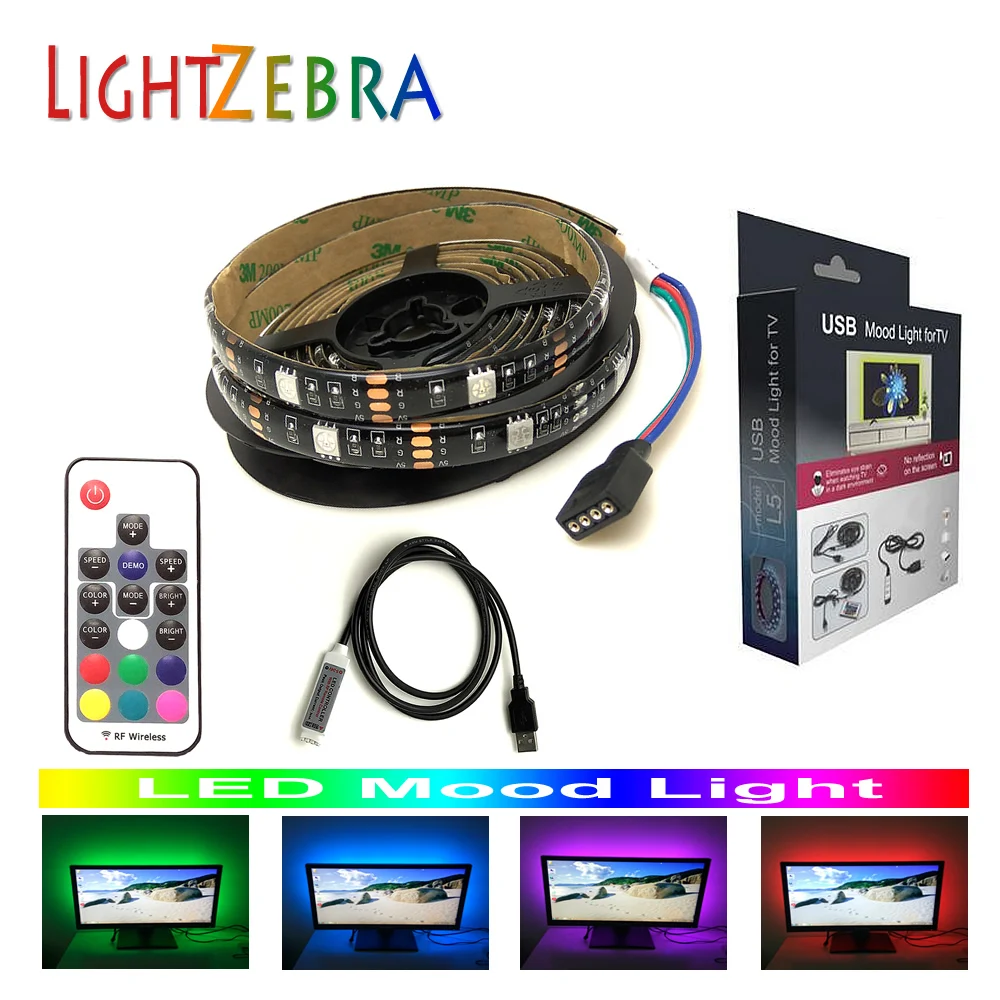 Светодиодная лента с подсветкой 5050 RGB 6 футов 60 светодиодов для телевизора ПК