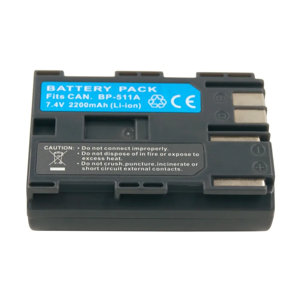 

Rechargeable BP511A battery 7.4V 2200mAH Li-ion camera battery BP-511A BP-511 BP511 for Canon EOS 300D 20D 30D 50D 40D 10D 5D