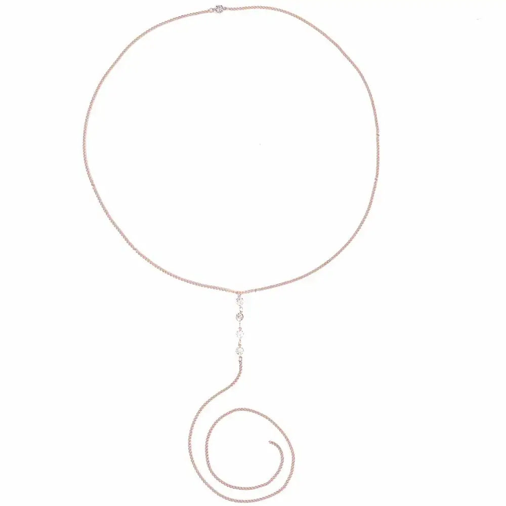 FAMSHIN мода лето кристалл Цепочки и ожерелья сзади цепочка Серебряная тела для Для