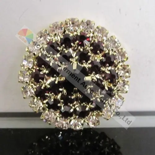 Круглая прозрачная пуговица с прозрачными стразами 25 мм золотого и серебряного