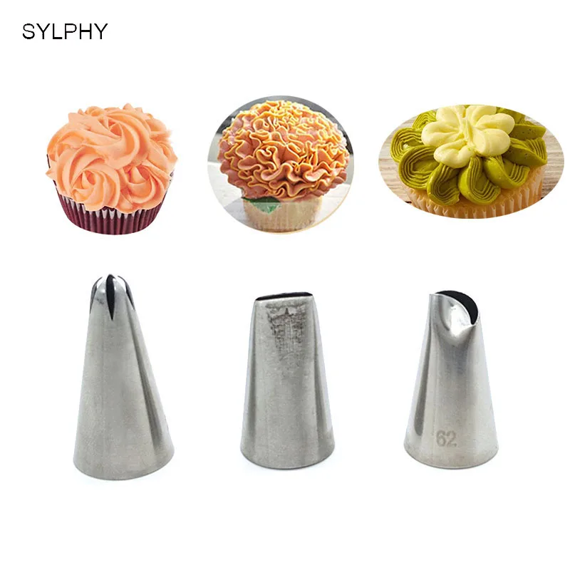 

Насадки для украшения крема #2M #45 #62 3 шт./компл., инструмент для выпечки, Кондитерские насадки для глазирования