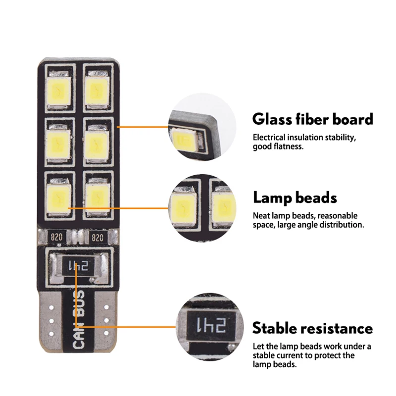 MGTV свет 6 шт./лот белый CANBUS T10 LED 12 SMD 2835 W5W автомобильный источник света клиновидный