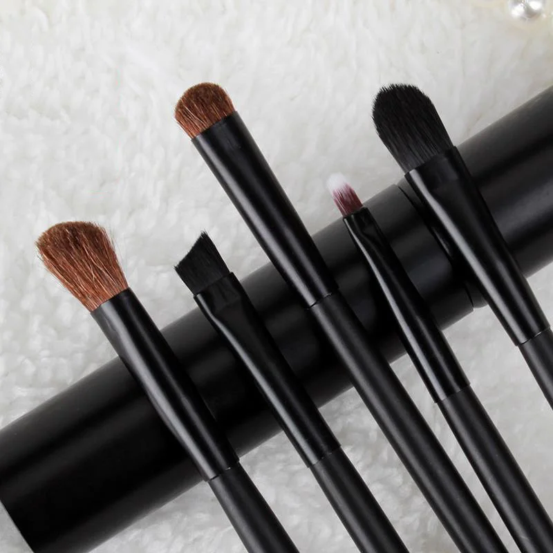 Новый модный стиль 5 шт. набор кистей для макияжа + круглая трубка косметическая