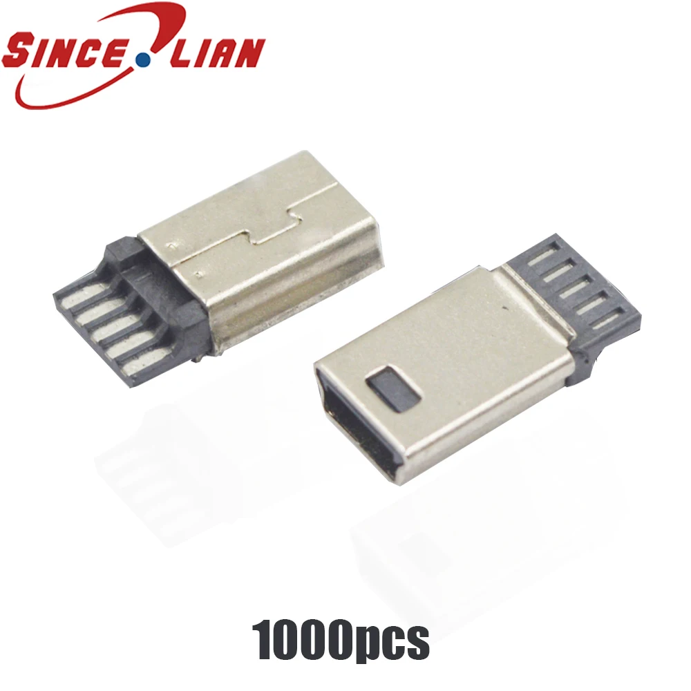 SINCELIAN 1000 шт. LCP Mini USB 5 контактный разъем SMT &quotсделай сам&quot Серебряный тон темно