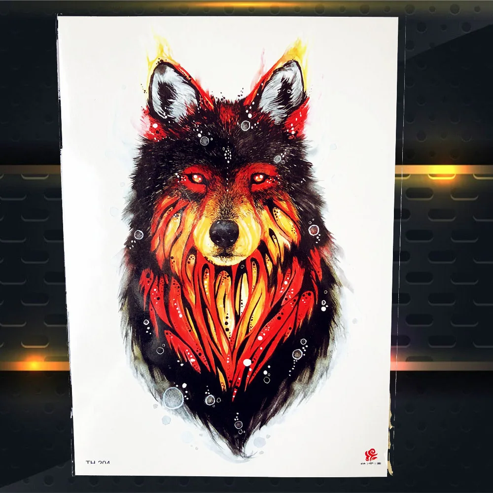 20 шт./партия акварельные наклейки Tiger Fox Wolf временные татуировки для мужчин и