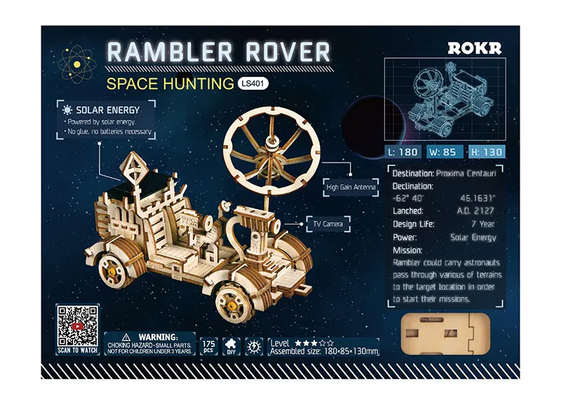 ROKR DIY космическая охотничья Солнечная энергия игрушки 3D деревянная головоломка Сборная модель Строительный набор игрушки для детей дети взрослые дропшиппинг