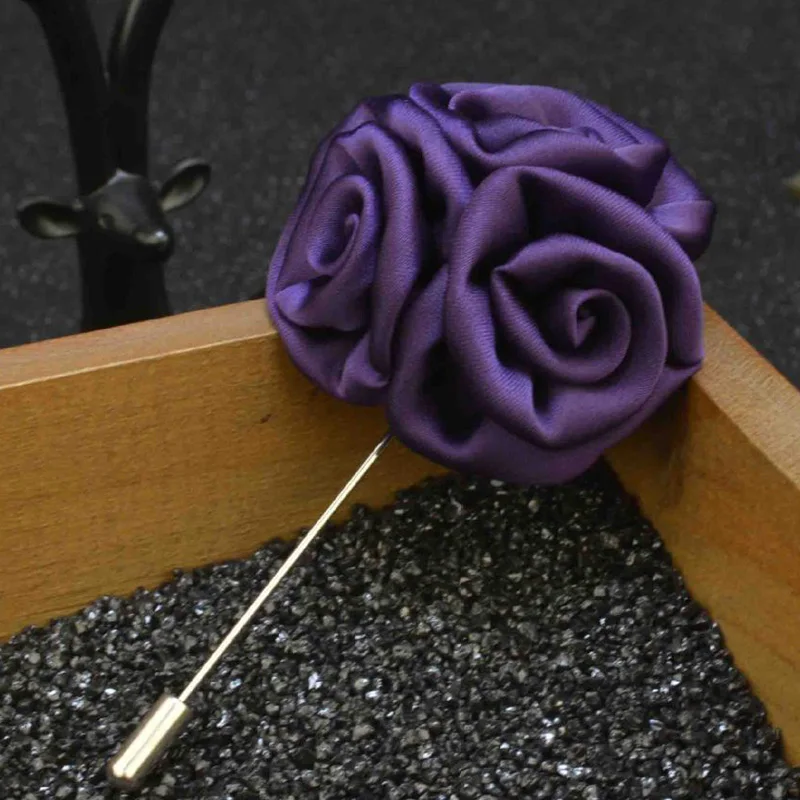 UALGL Fashion Handmade Fabric Lapel PinThree-in-one Rose Flower Brooches For Men Wedding Suit Decoration Shirt Jewelry Accessery | Украшения