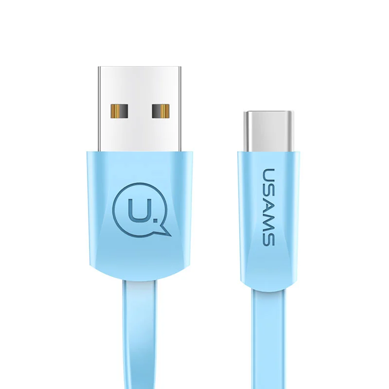Синий 3 шт./партия usb type c кабель, USAMS Синхронизация данных плоский USB C кабель для samsung s10 s9 s8 USB кабель 2A кабель для быстрой зарядки usb type c - Цвет: Синий