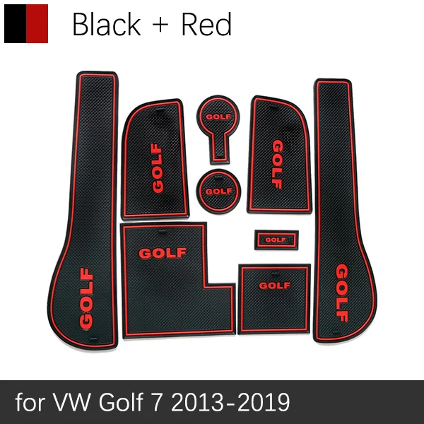 Red Golf 7 Противоскользящие резиновые ворота слот чашки коврик для VW Golf 7 MK7 Polo 6R 6C Scirocco Sportsvan SV Volkswagen аксессуары наклейки - Название цвета: Red Golf 7