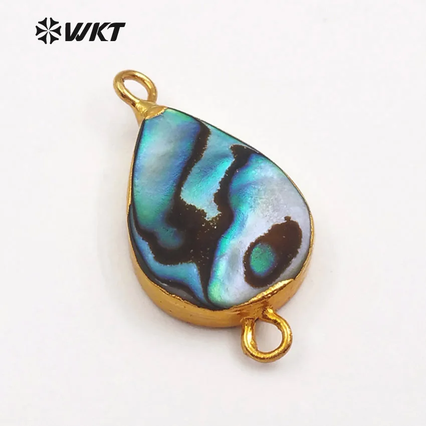 

WT-JP041 Fashion Crescent Natural abalone Shell Pendant with Teardrop Charm Gold Pendant Beautiful Colors in gold electroplated