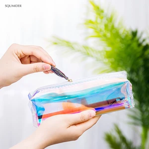 Креативные лазерные школьные Пеналы, красочная прозрачная косметичка, сумка для макияжа, милая сумка для карандашей для девочек, школьная сумка большой емкости