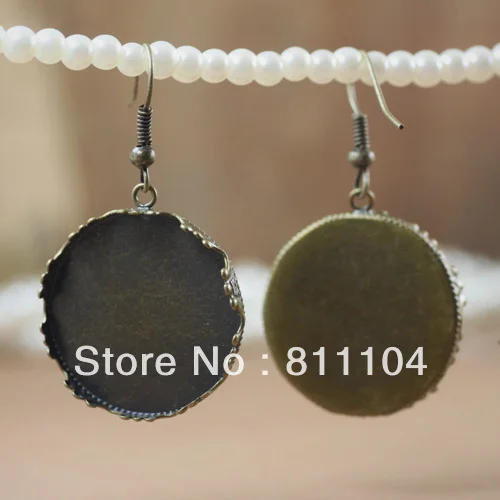 25 мм Пустые серьги основа круглая корона гнездо для подноса стеклянный кабошон