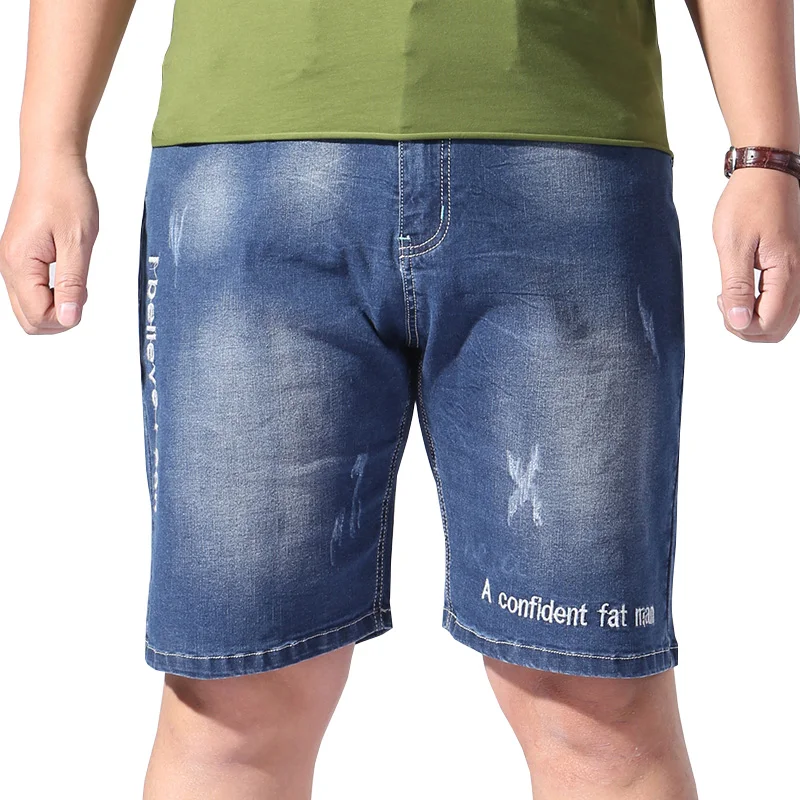 XL-6XL плюс Размеры мужские джинсовые шорты мешковатые для лета стрейч