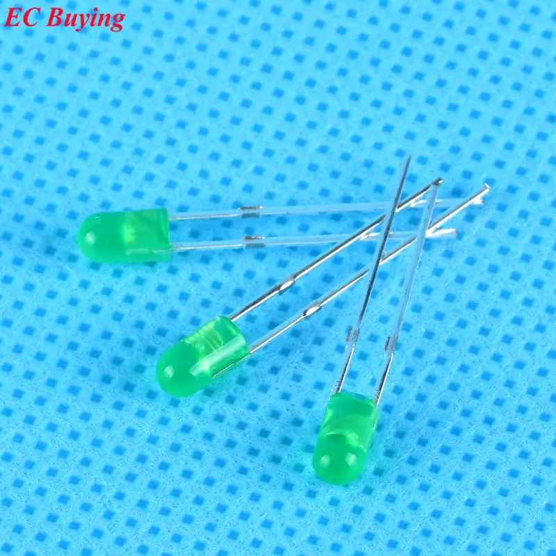 Зеленый светодиодный диодный рассеянный светильник Круглый 3 мм|Диоды| |