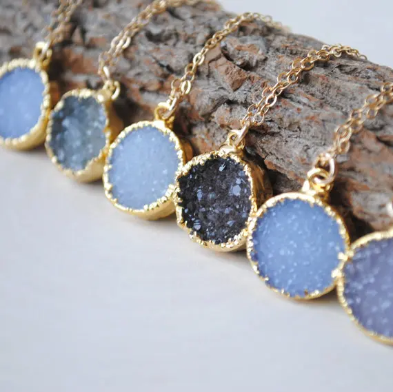 Лидер продаж! Ожерелье с натуральной круглой подвеской изящное золотое ожерелье