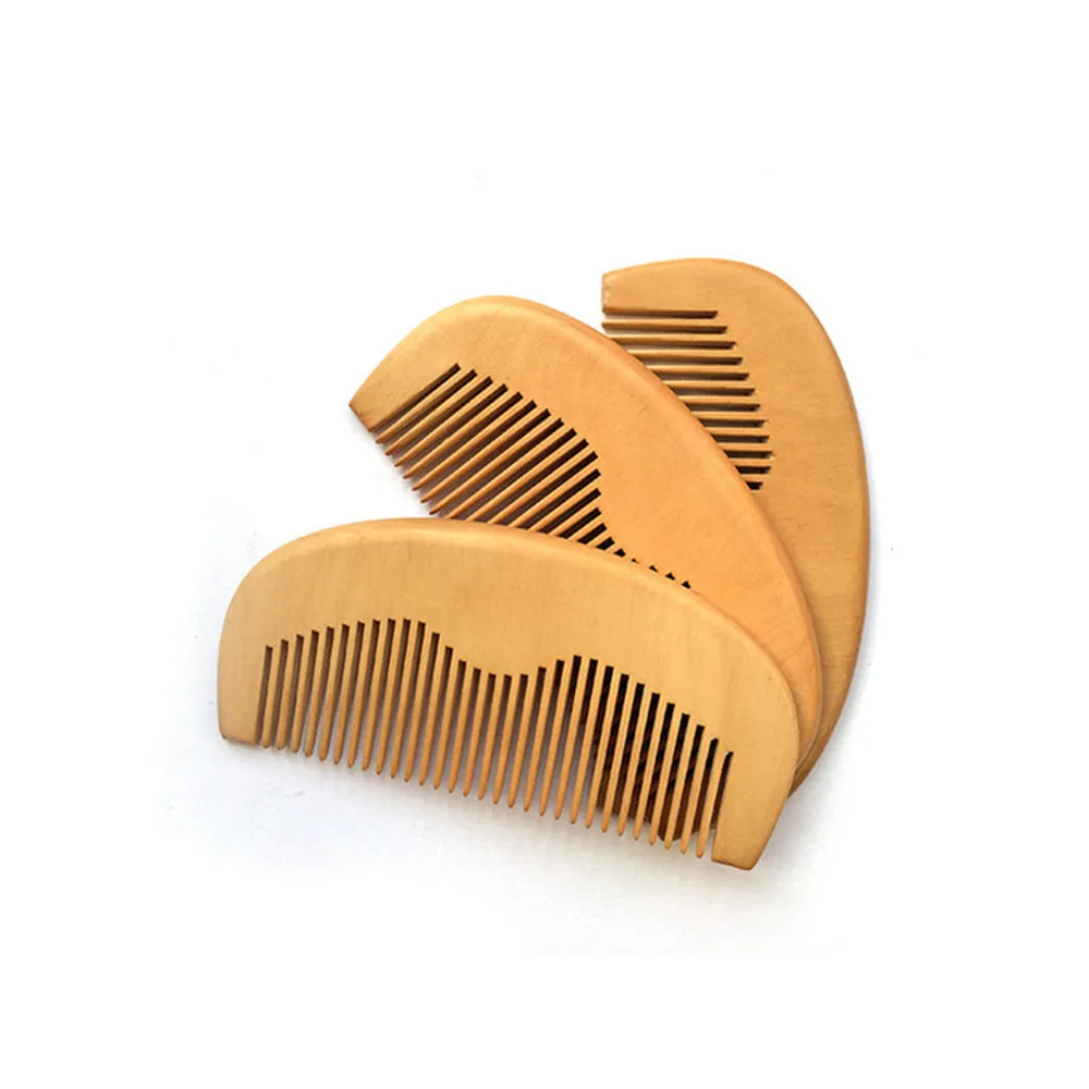 

50 pcs/lot Customized LOGO Beard Combs Man Natural Peach Wood Comb Hair Comb Laser Engraved Logo Anti Static Pocket Comb for Men