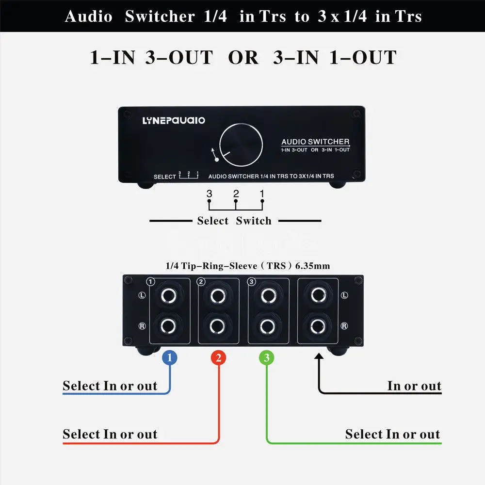 Мини аудиокоммутатор Douk Audio 1/3 дюйма с 3/1 выходами Пассивный преусилитель Hi Fi