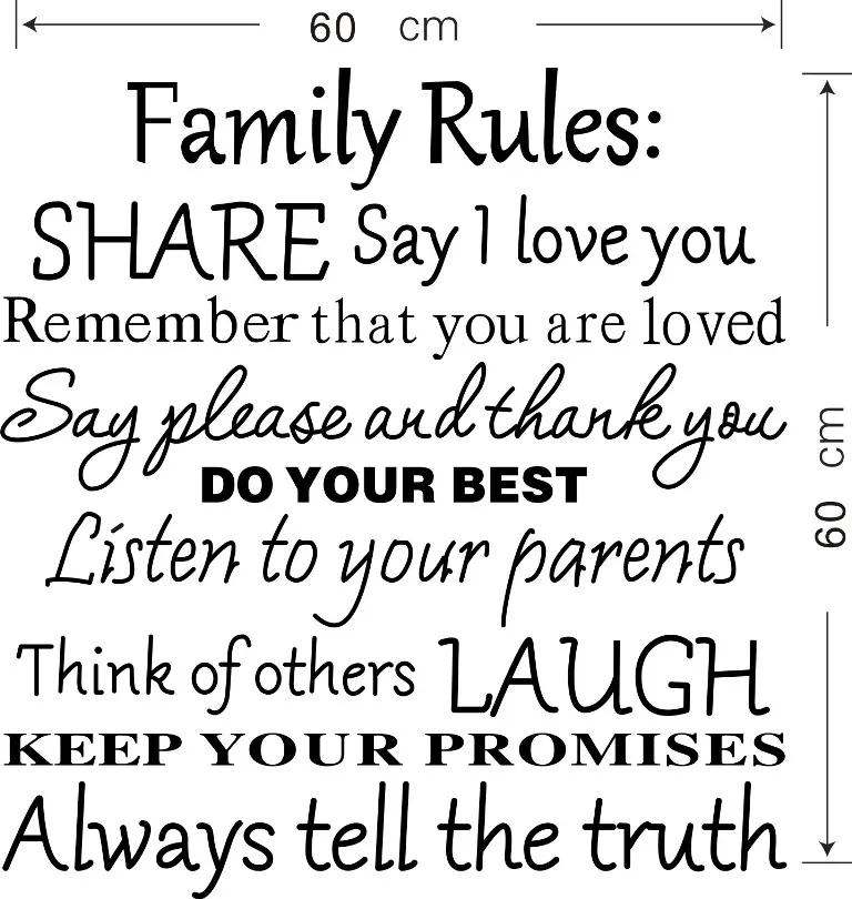Family Rules Wall stickers Home Decal Removable Mural Decor Vinyl DIY Stickers Living Room Wallpaper D-839 | Дом и сад