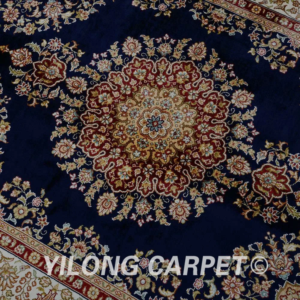 Yilong 3 5 'x 5' Тебриз шелковый ковер синий ручной работы изысканный турецкий