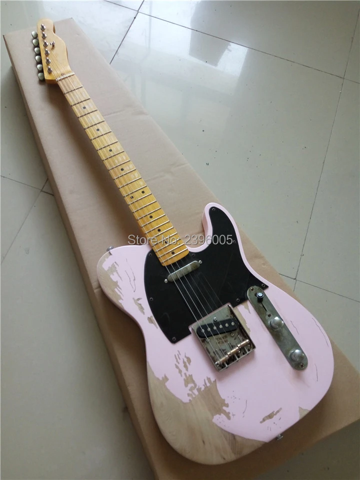 

Biggest handcraft relic studio.aged light pink telecast guitarra.100% handmade relic tele guitar.Ash body.old hardware free ship