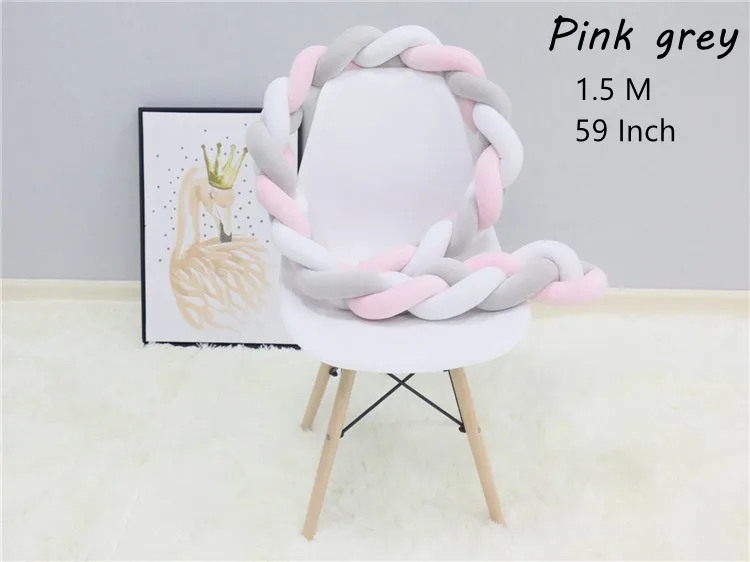 pink grey 1.5M 1 M/2 M/3M/4M Детские бамперы для кроватки, хлопковая круглая подушка для кроватки, многоцветная Подушка для новорожденных - Цвет: pink grey 1.5M