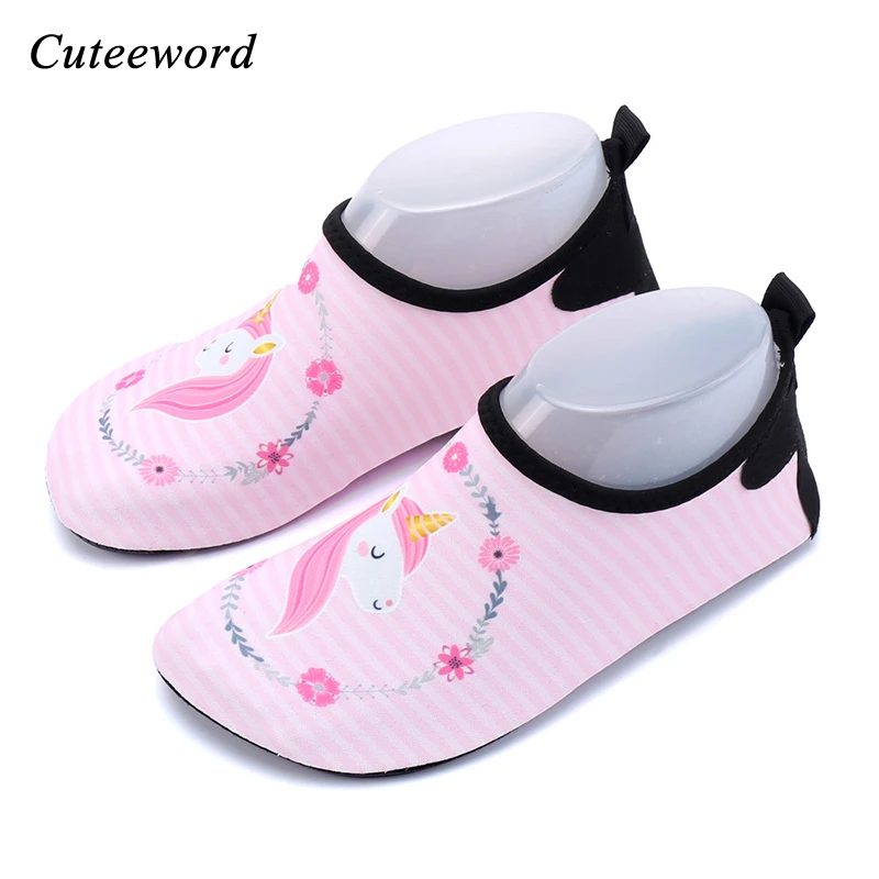 Пляжная обувь для воды детей носки дайвинга с мультяшным единорогом мальчиков и