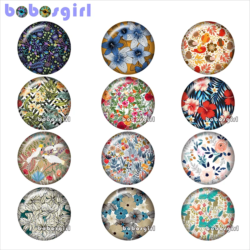 Цветок стекло кнопки ювелирных украшений Hand-Made Круглый Фото Кабошоны с плоской