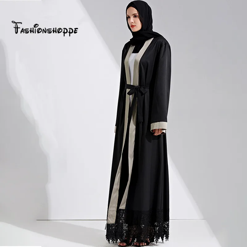 Халат Женский Повседневный с поясом и открытой передней частью в мусульманском