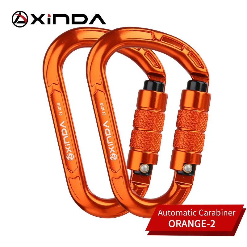 Orange-2 XINDA скалолазание карабин грушевидной формы пряжка 25KN безопасность автоматический замок Пружинные ворота алюминиевые h-карабин наружные комплекты - Цвет: Orange-2