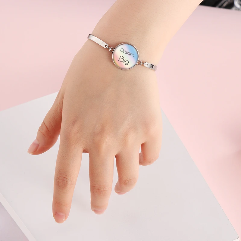 4 шт. вдохновляющий ювелирный набор мечты цитаты ожерелье с фото кулон браслет