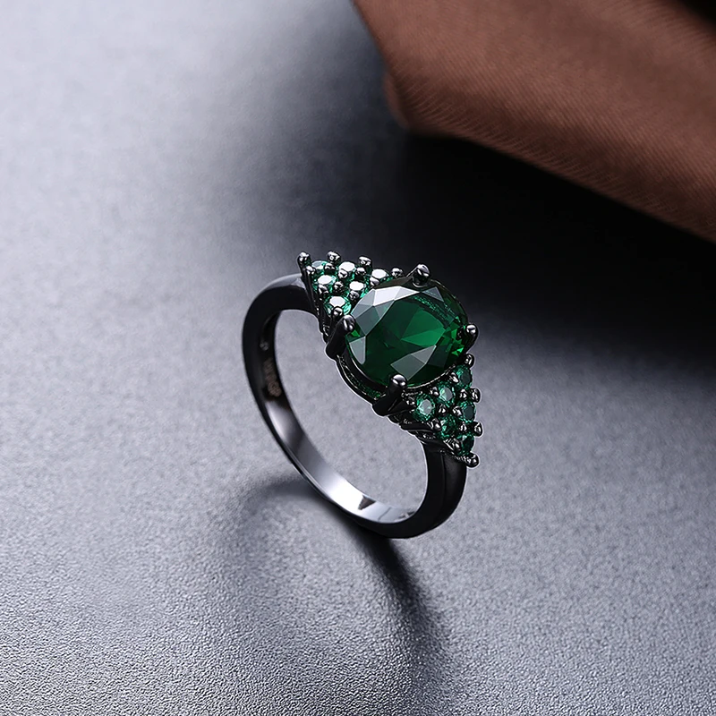 Gorgeous Oval Zircon Black Gold Filled Wedding Rings For Women Tiny Cubic Zirconia Halo Engagement Ring Anillos Mujer LBR1130 | Украшения и