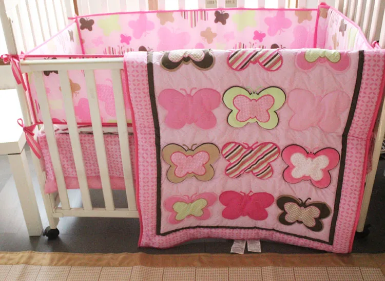

Discount! 4pcs embroidery Baby Bedding Set Nursery Bedding Cot Ropa de Cama ,include(bumper+duvet+bed cover+bed skirt)