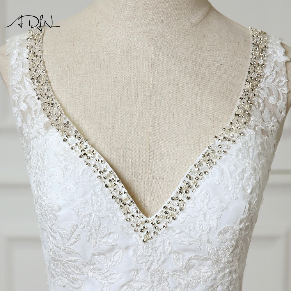 ADLN пляжное свадебное платье vestido de noiva двойной v-образным вырезом размера плюс шифоновые Свадебные платья с бисером богемные свадебные платья