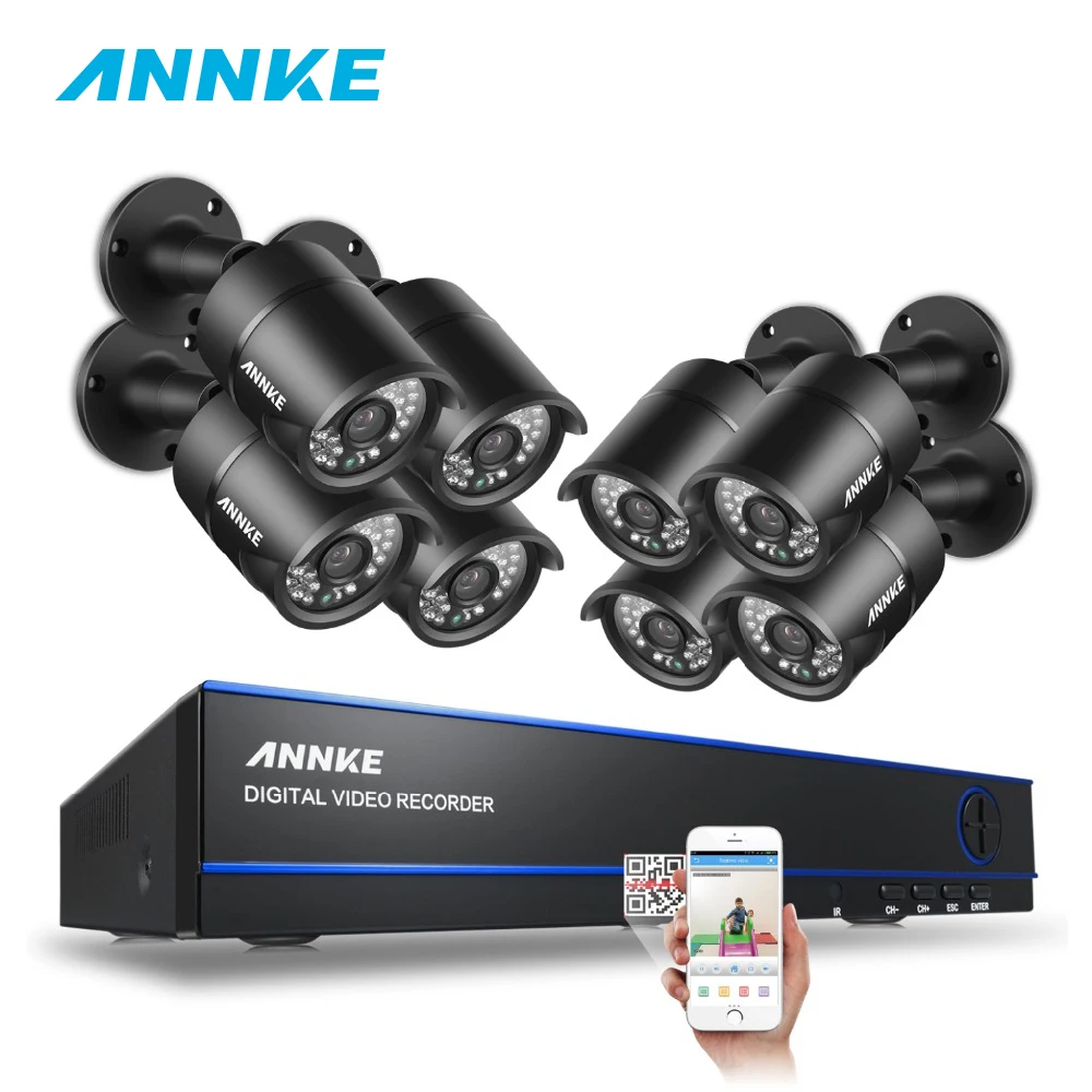 ANNKE 8CH Email Alert Surveillance Kits 1080P AHD DVR 8PCS 2.0MP 3000TVL IR Night Vision Security Camera Video CCTV System | Безопасность