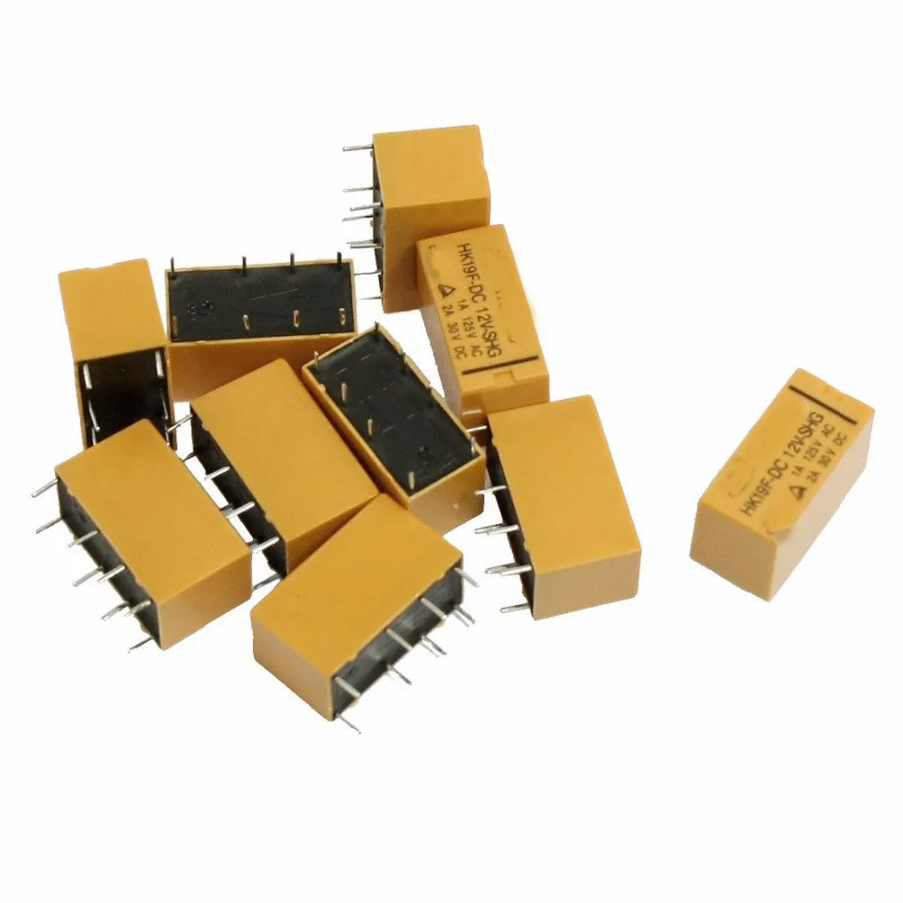 

DC 5V/9V/12V/24V Coil DPDT 8 Pin Electromagnetic Relays PCB Type HK19F 2NO 2NC
