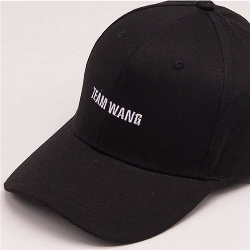 KPOP GOT" TEAM WANG" мужская и женская простая изогнутая бейсболка с солнцезащитным козырьком, бейсболка белого и черного цвета, одноцветная модная Регулируемая Кепка s