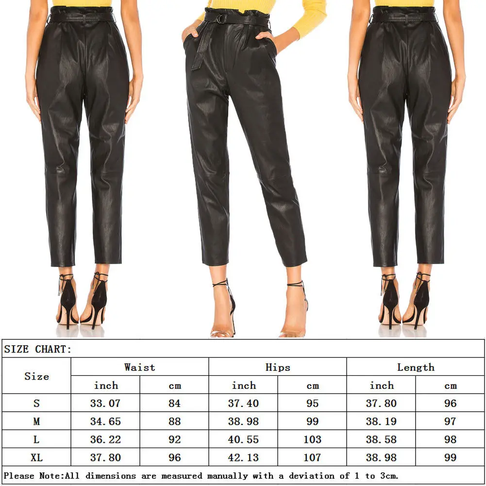 

Hirigin New 2018 Autumn PU Leather Pants For Women 2018 Fashion Slim Streetwear Ankle-Length Skinny Pants Femme High Waist Pants