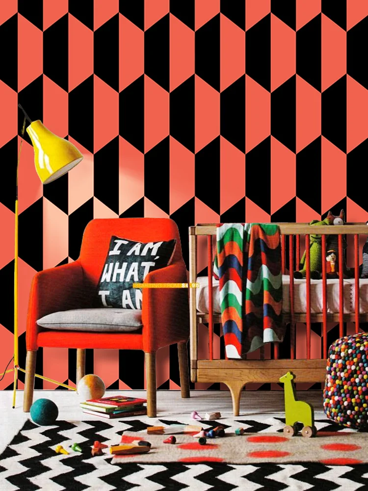 

Nordic Style 3D Geometric Wallpaper Modern Minimalist Ins Living Room Bedroom Hotel Restaurant KTV Clothing Store Wallpaper