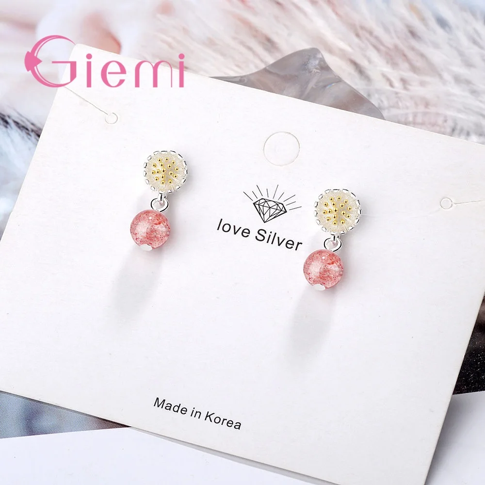 Серьги капли из стерлингового серебра 925 пробы с милым цветком серьги бисера