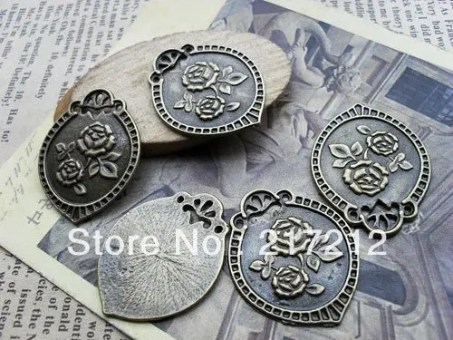 20pcs/lot Wholesale Fashion vintage style oval rose metal alloy charm pendants 23*30mm Metal Jewelry Making | Украшения и