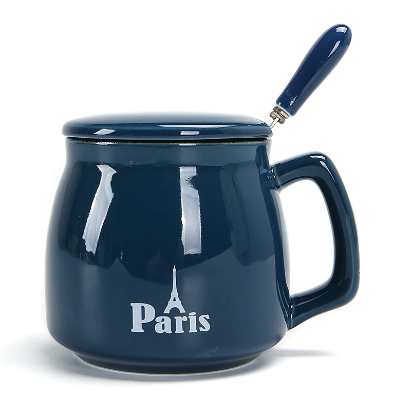 Высокое качество Творческий Керамика кружка с ложкой и крышкой молоко чай кофе