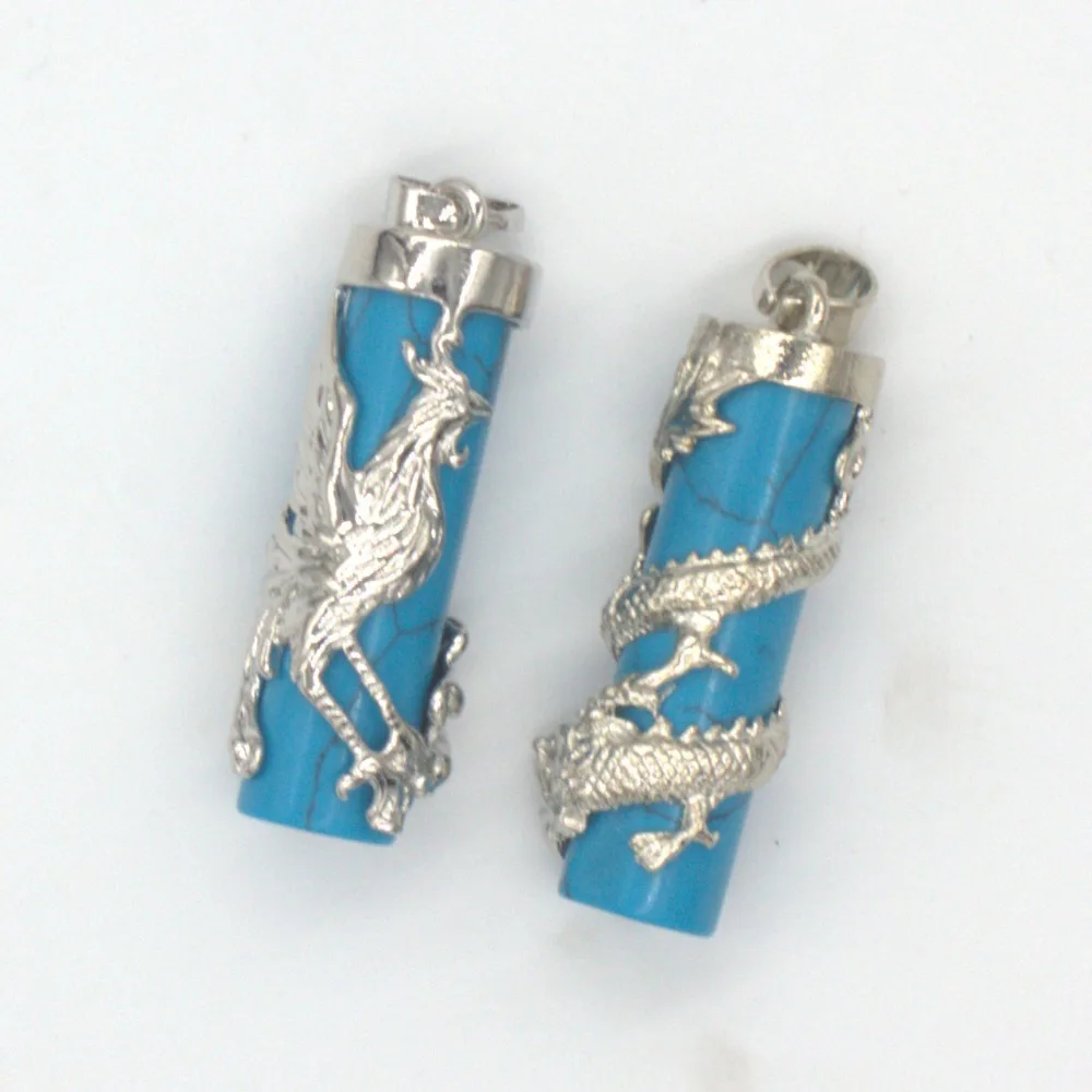 Бусы в винтажном стиле с посеребренным синим камнем говлит цилиндрическая