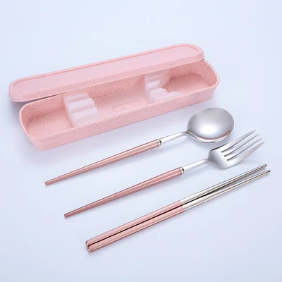 2 шт./3 шт. портативные палочки для еды из нержавеющей стали|Наборы столовых