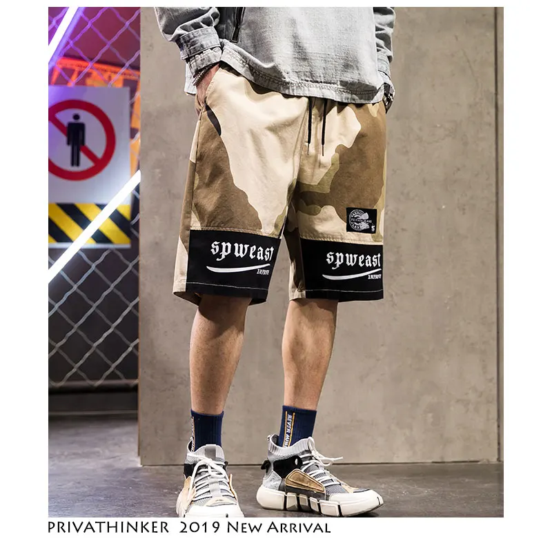 Privathinker камуфляжные мужские шорты Карго 2019 летние лоскутные уличные хип хоп